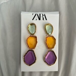 Tri-color earings (mint, orange, purple)